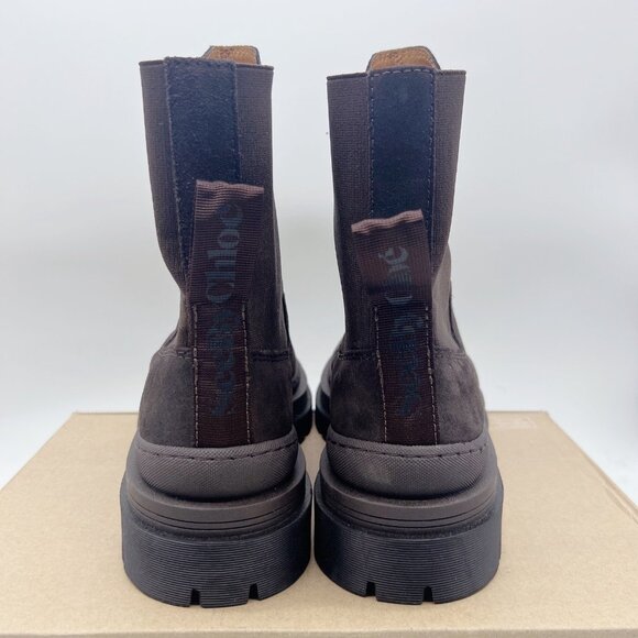 See By Chloe Alli Platform Ankle Chelsea Boots Brown Suede Pull On EU 40 US 10 - Picture 8 of 12